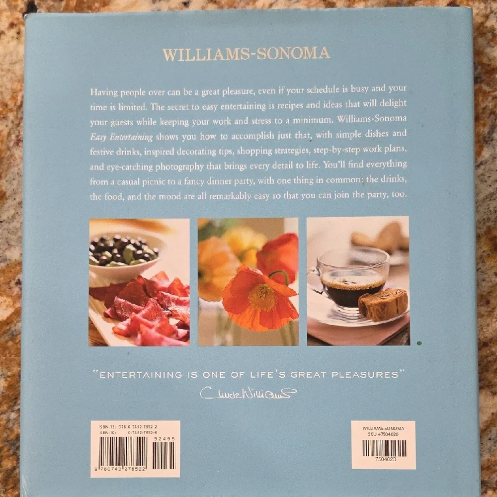 Williams Sonoma Easy Entertaining Cookbook - Blue Cover